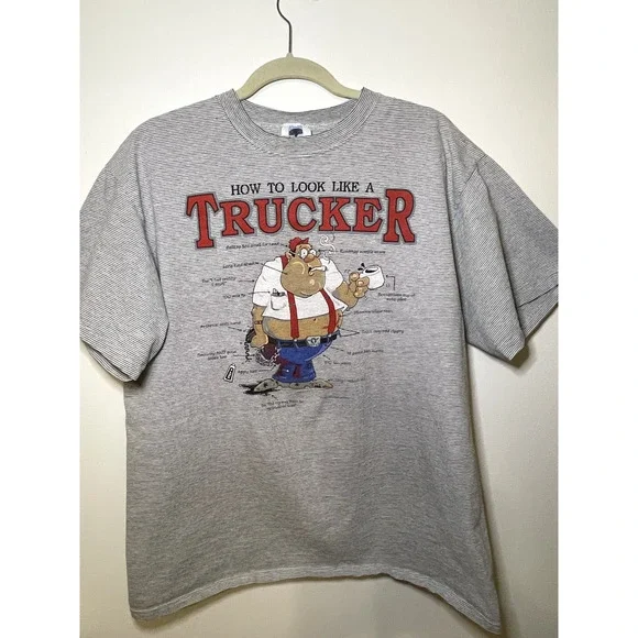 Grey & White Single-Stitch 1993 Vintage "How to Look Like a Trucker" Tee Size XL - Picture 1 of 13